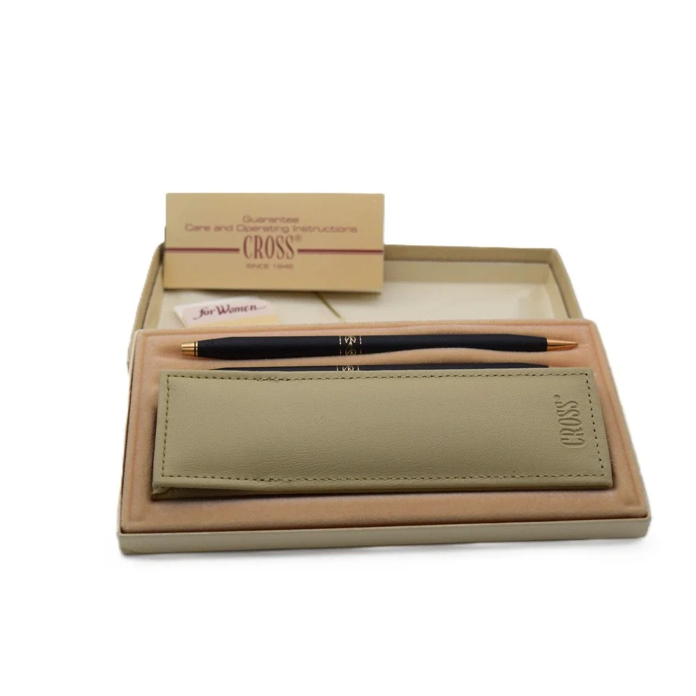 Cross Pen and Pencil Set Women OS Black Good Matte Gold Leaf Classic Century